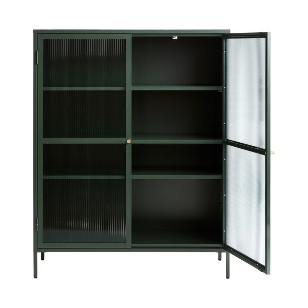Vetrina in metallo verde Bronco, altezza 140 cm - Unique Furniture-image-3