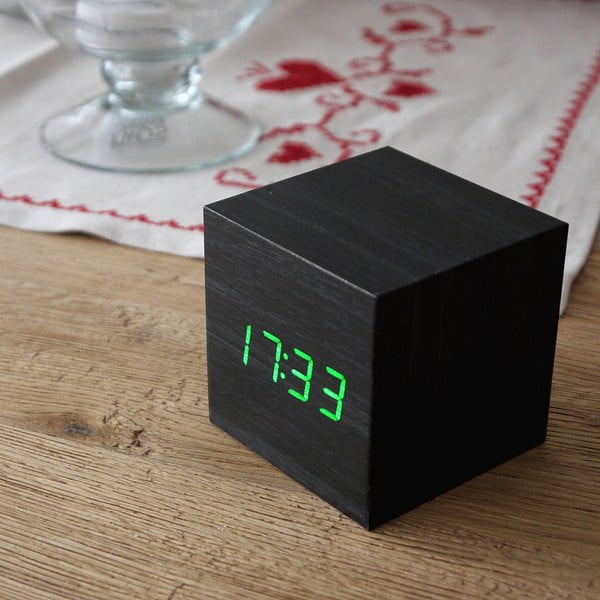 Zelený LED budík Cube Click Clock, černý-image-3