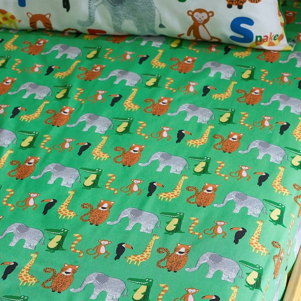 Lenzuolo con angoli per bambini verde per culla 70x140 cm Animal Magic – Catherine Lansfield-image-1