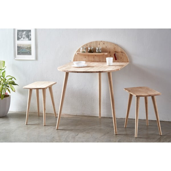 Tavolo da pranzo addossato alla parete con ripiano portaoggetti Ted - DEEP Furniture-image-1