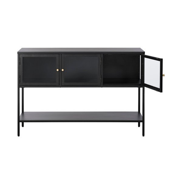 Vetrina bassa nera in metallo 88x132 cm Carmel - Unique Furniture-image-2