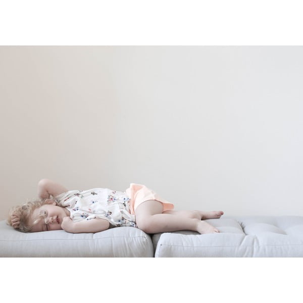 Poltrona pieghevole per bambini con sgabello Azzurro Mini Cube - Karup Design-image-1