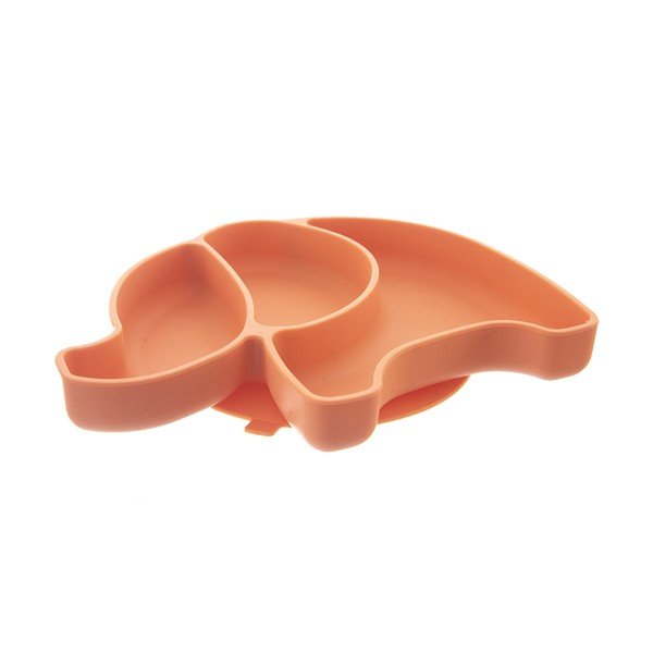 Piatto per bambini arancione in silicone 18x23 cm Elephant – Orion-image-3