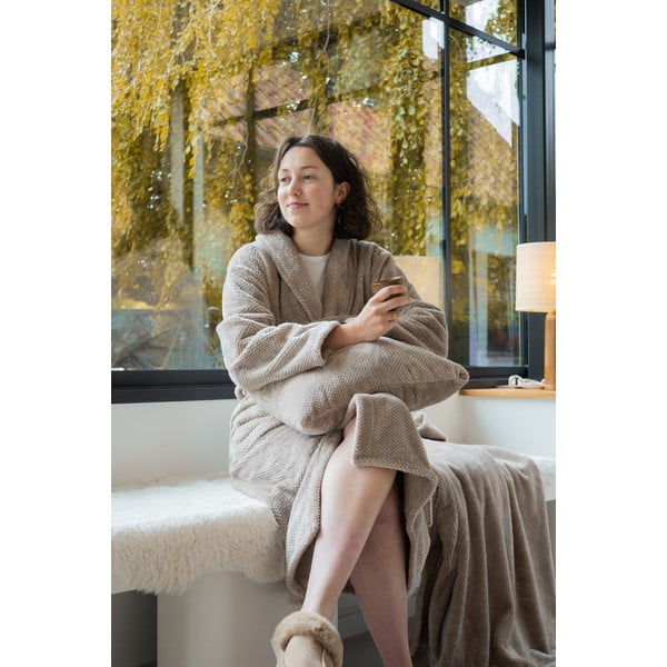 Accappatoio grigio tortora in micropile S/M Pippa – Tiseco Home Studio-image-1