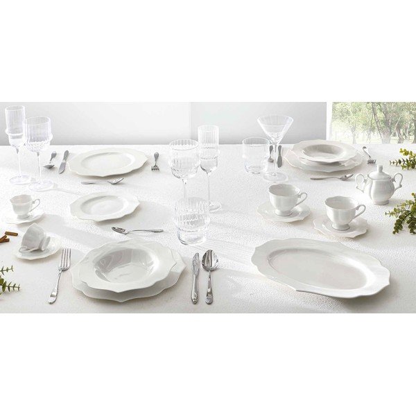 Set da pranzo in new bone china 18 pz per 6 persone Queen – Brandani-image-1