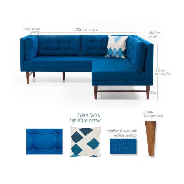 Divano angolare blu Barbara - Balcab Home-image-2