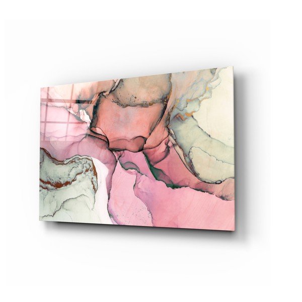 Pittura di vetro con motivo a marmi rosa, 110 x 70 cm Pink Marble - Insigne