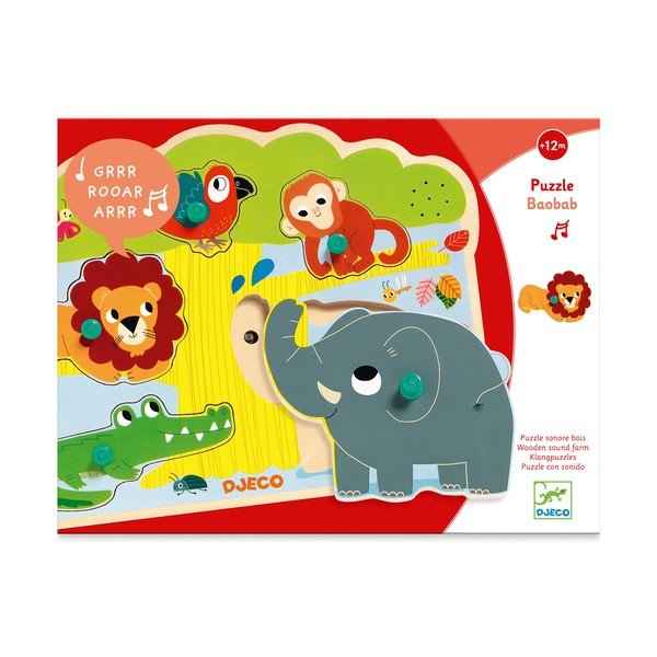 Puzzle a inserimento in legno Jungle - Djeco-image-2