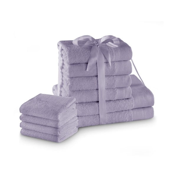 Set di asciugamani per viso e corpo tipo terry lavanda in cotone 10 pz Amari – Restilo