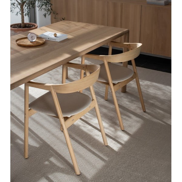 Sedia da pranzo in legno massiccio di quercia con seduta grigia Muna - Gazzda-image-1