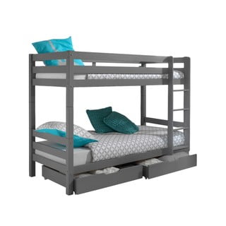 Letto a castello grigio in legno di pino con spazio di archiviazione PINO - Vipack