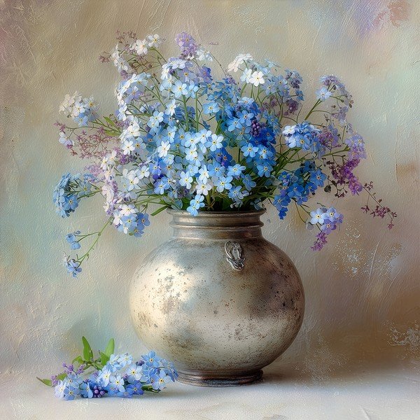 Dipinto stampato dipinto su tela 32x32 cm Forget-me-not – Styler