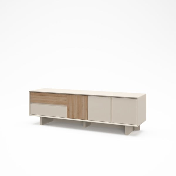 Mobile TV beige/di colore naturale con effetto rovere 180x55x45 cm Carpi – Marckeric-image-4
