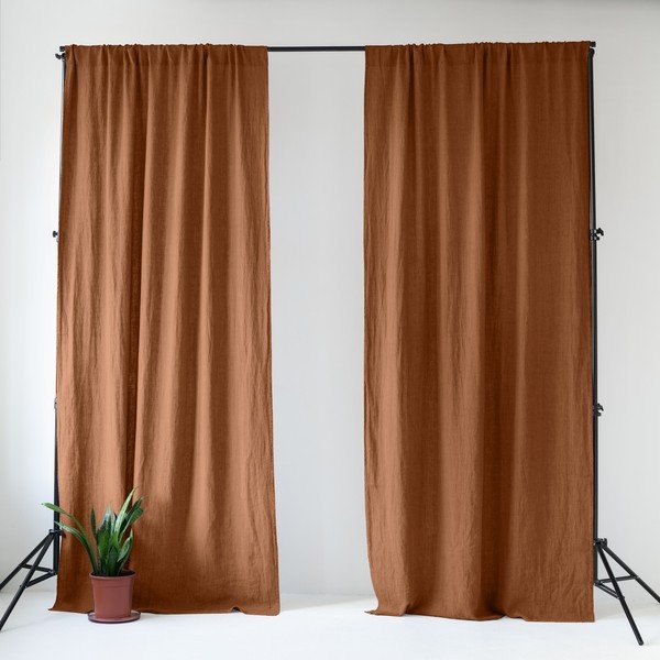 Tenda marrone in lino 140x300 cm Hazelnut – Linen Tales