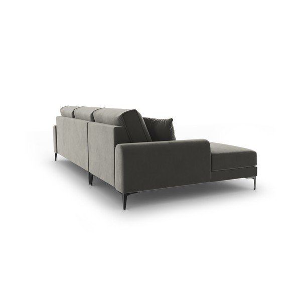 Divano angolare in velluto grigio chiaro, angolo sinistro Madara - Mazzini Sofas-image-3