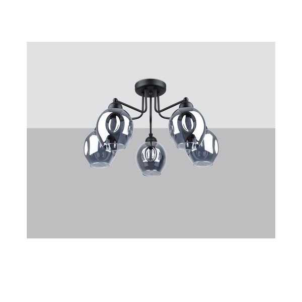 Plafoniera nera con paralume in vetro 59x59 cm Garten – Sollux-image-2