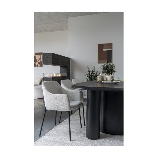 Sedia da pranzo bianca in imbottito con braccioli Melilla – House Nordic-image-2