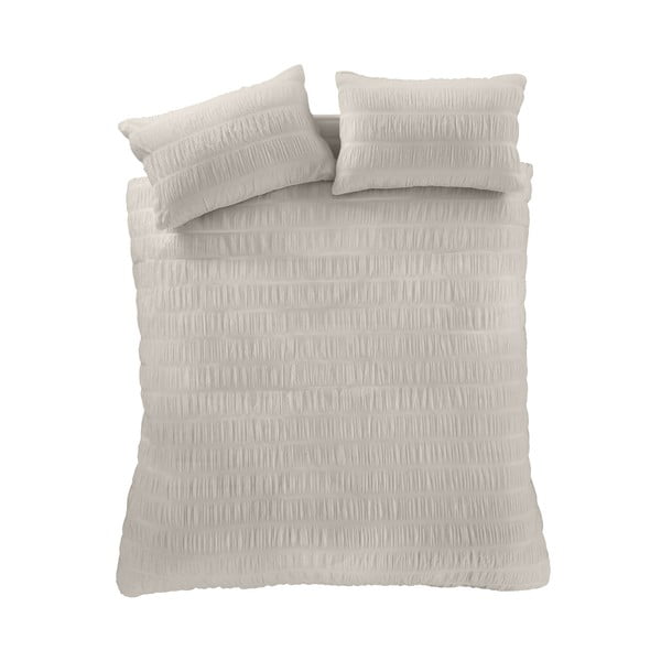 Biancheria da letto beige per letto matrimoniale 200x200 cm Seersucker - Catherine Lansfield