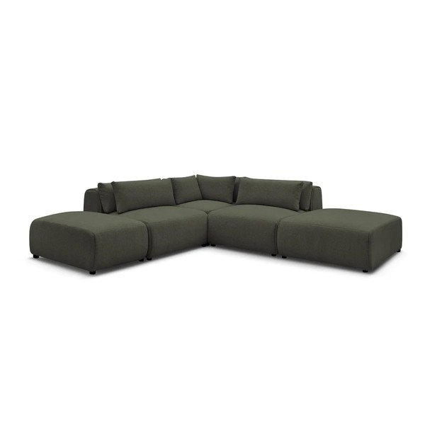 Divano angolare componibile verde reclinabile Jana – Bobochic Paris