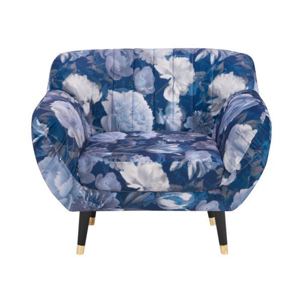 Poltrona blu Benito Floral - Mazzini Sofas
