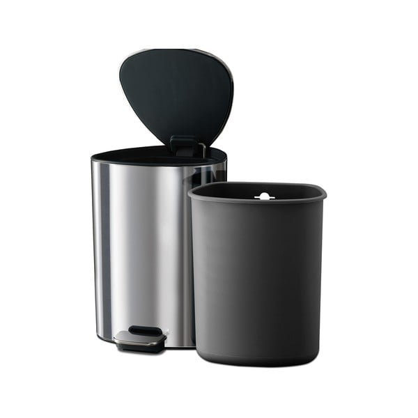 Pattumiera in plastica argentata 5 l Luxe - Joseph Joseph-image-3