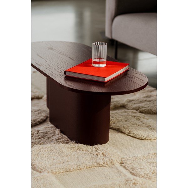 Tavolino da salotto burgundy con piano effetto rovere 50x115 cm Looi – noo.ma-image-4