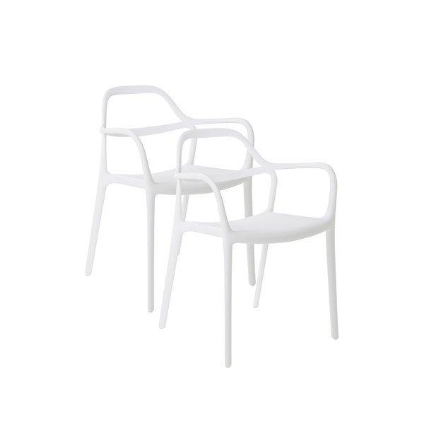 Sedie da pranzo in set bianche in plastica con braccioli/impilabili 2 pz Karlaby – Jotex