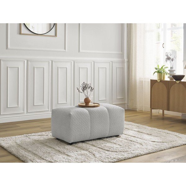 Poggiapiedi grigio chiaro con rivestimento in bouclé Roxelane – Bobochic Paris-image-4