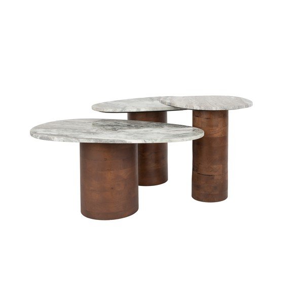 Set di tavolini da salotto marroni/beige su marmuriniu stalviršiu 3 pz 41x73 cm Suki – Dutchbone