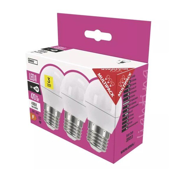 Lampadine LED neutre in set di 3 pezzi E27, 5 W - EMOS-image-1