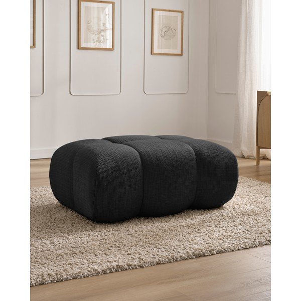 Poggiapiedi nero con rivestimento in ciniglia Ivane – Bobochic Paris-image-1