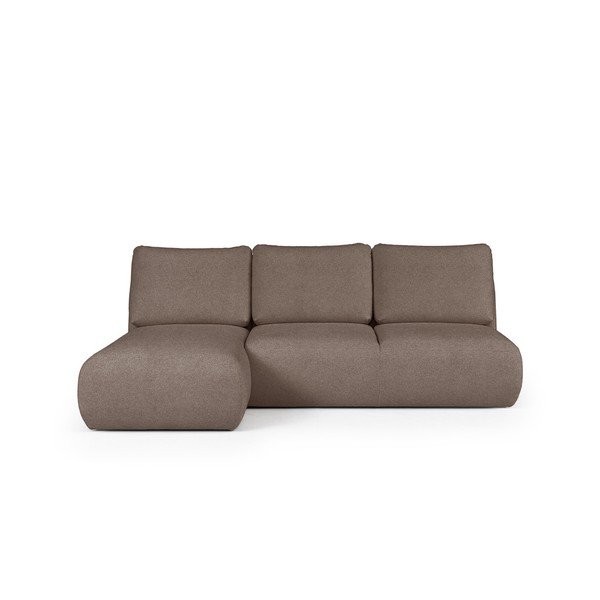 Divano angolare marrone (con penisola a sinistra e chaise lounge) rivestito in bouclé Mirel – Rodier