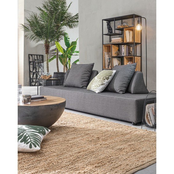 Tavolino da salotto rotondo grigio/di colore naturale in metallo ø 90 cm Lancaster – Bizzotto-image-3