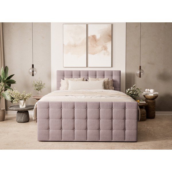 Letto boxspring viola con contenitore 200x200 cm Tasca – Maison de Rêve-image-4
