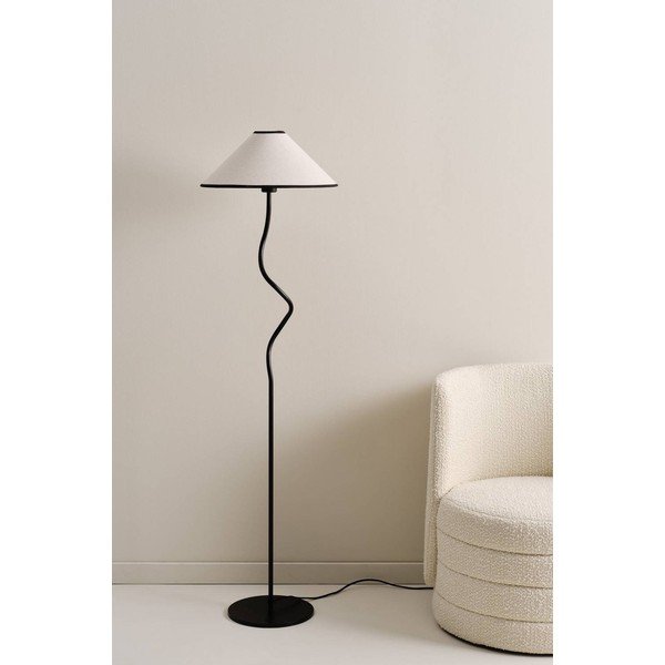 Lampada da terra bianca/nera in tessuto con intensità regolabile (altezza totale 148 cm) Juliet – Jotex-image-2