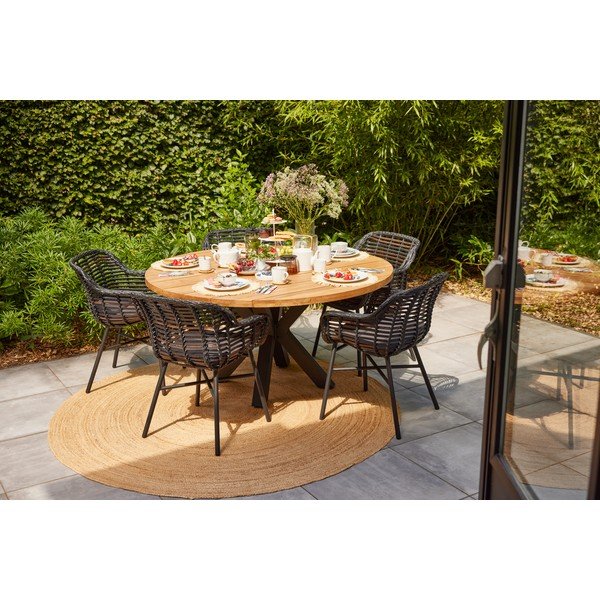 Tavolo da pranzo da giardino rotondo in teak massiccio ø 150 cm Stephanie – Hartman-image-2