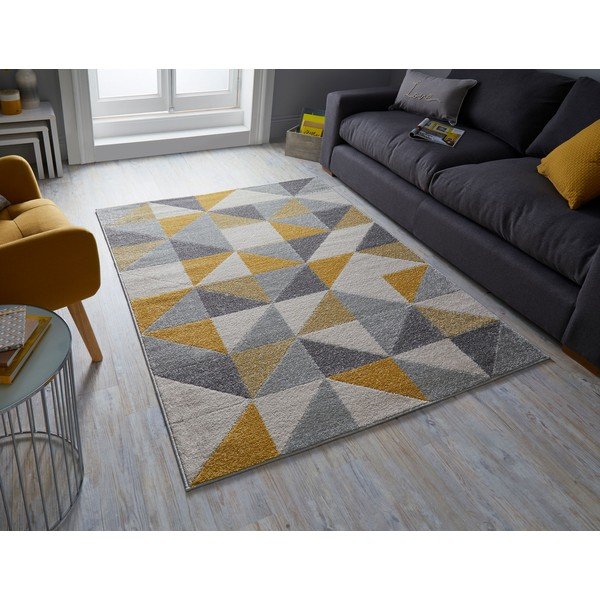 Tappeto grigio e giallo , 133 x 185 cm Urban Triangle - Flair Rugs-image-4
