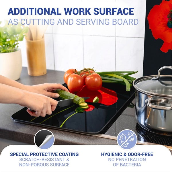 Set di 2 coperchi per stufe in vetro temperato 52x30 cm Poppy - Maximex-image-3