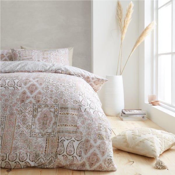 Biancheria da letto in cotone beige 200x200 cm Iniko Patchwork - Pineapple Elephant-image-2