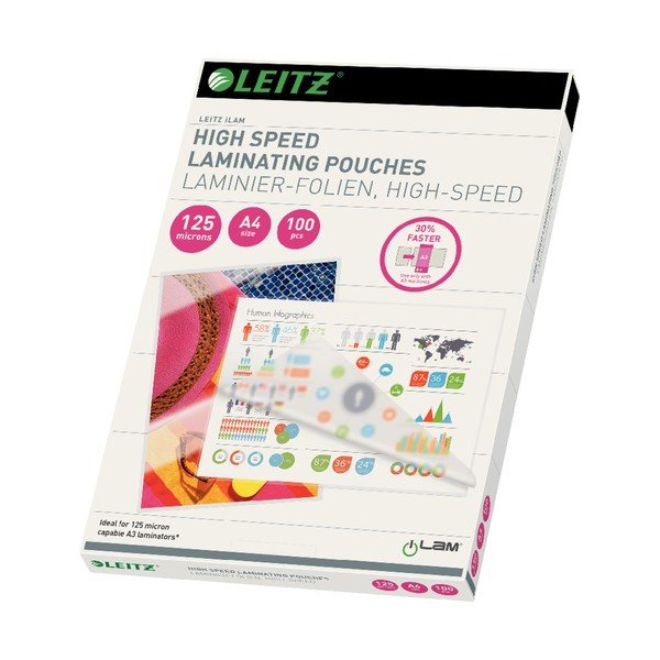 Set di 100 maniche per laminazione, A4, 125 mic - Leitz
