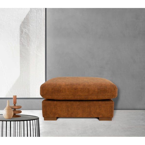Pouf in similpelle marrone cognac Hamburg - Scandic-image-1