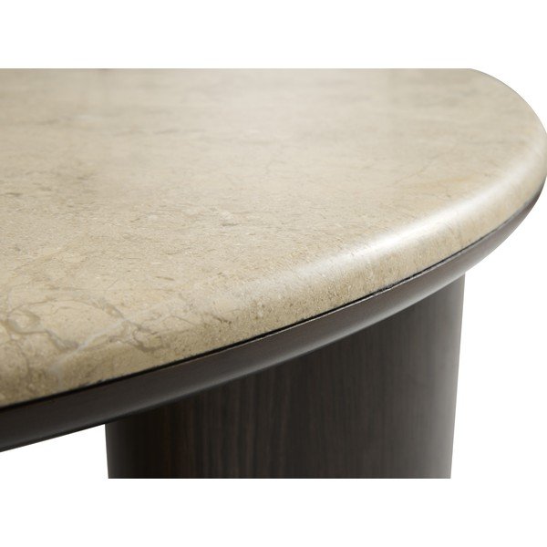 Tavolino da salotto rotondo colore naturale scuro con piano in marmo ø 90 cm Piazze – Unique Furniture-image-3