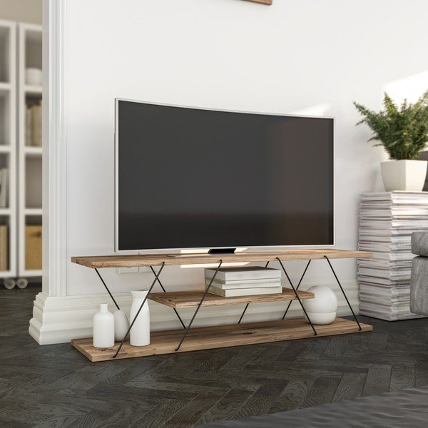 Mobile TV colore naturale in noce 120x33 cm Canaz - Kalune Design-image-3