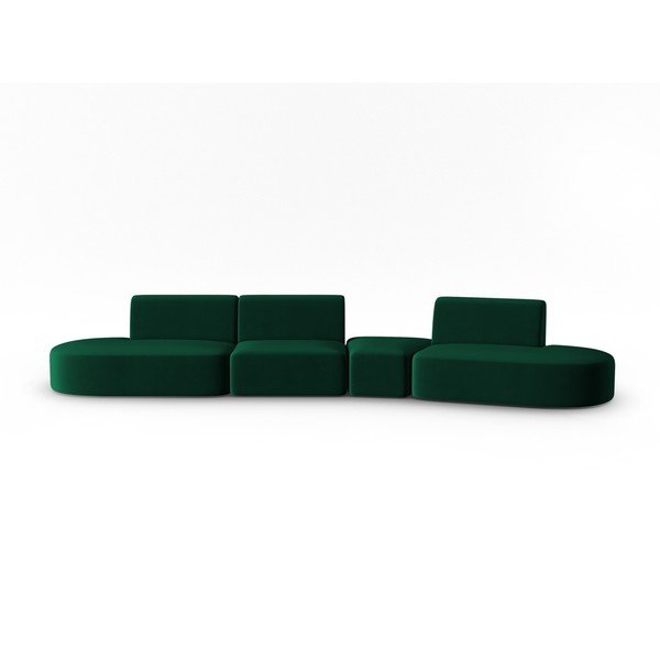 Divano verde con penisola a destra con rivestimento in velluto 428 cm Paolo – Milo Casa