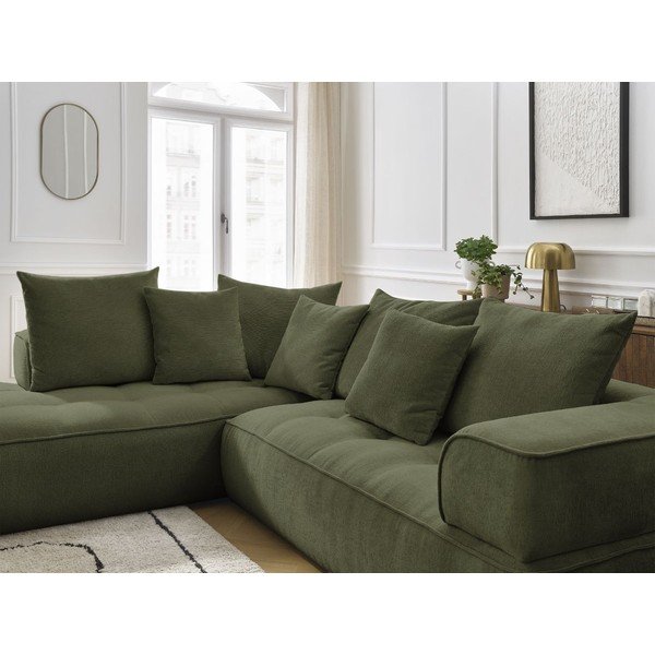 Divano angolare verde (penisola a sinistra/a L) con rivestimento in ciniglia Whesley – Bobochic Paris-image-4