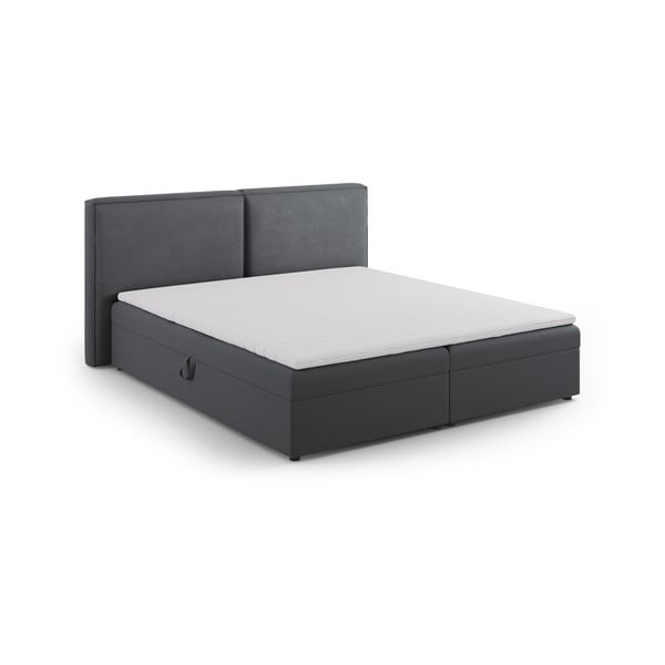 Letto boxspring in grigio scuro con contenitore 140x200 cm Arendal – Cosmopolitan Design