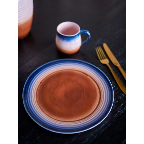 Set di piatti blu/arancioni in gres 4 pz ø 27 cm Tatum – Bloomingville-image-1