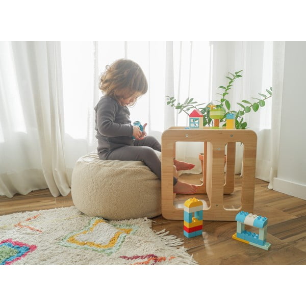 Pouf per bambini beige in tessuto bouclé Cream - Really Nice Things-image-1