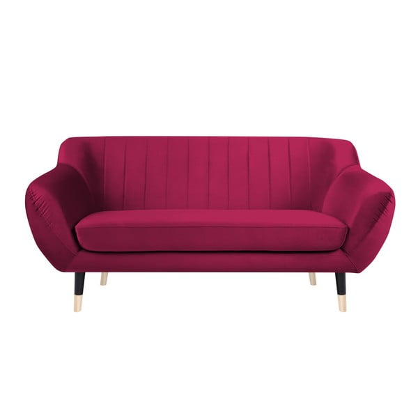 Divano rosa con gambe nere Benito, 158 cm - Mazzini Sofas