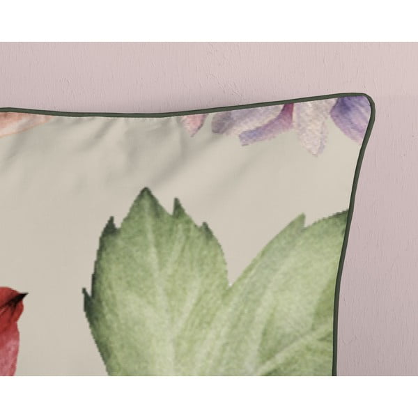 Set copripiumino e federa beige in raso di cotone per letto singolo ed esteso 140x220 cm Fiori – Descanso-image-3